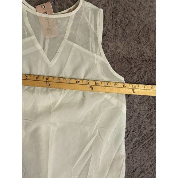 Sleeveless Sheer White Blouse V-Neck High-Low Hem XS Philosophy - Picture 3 of 7